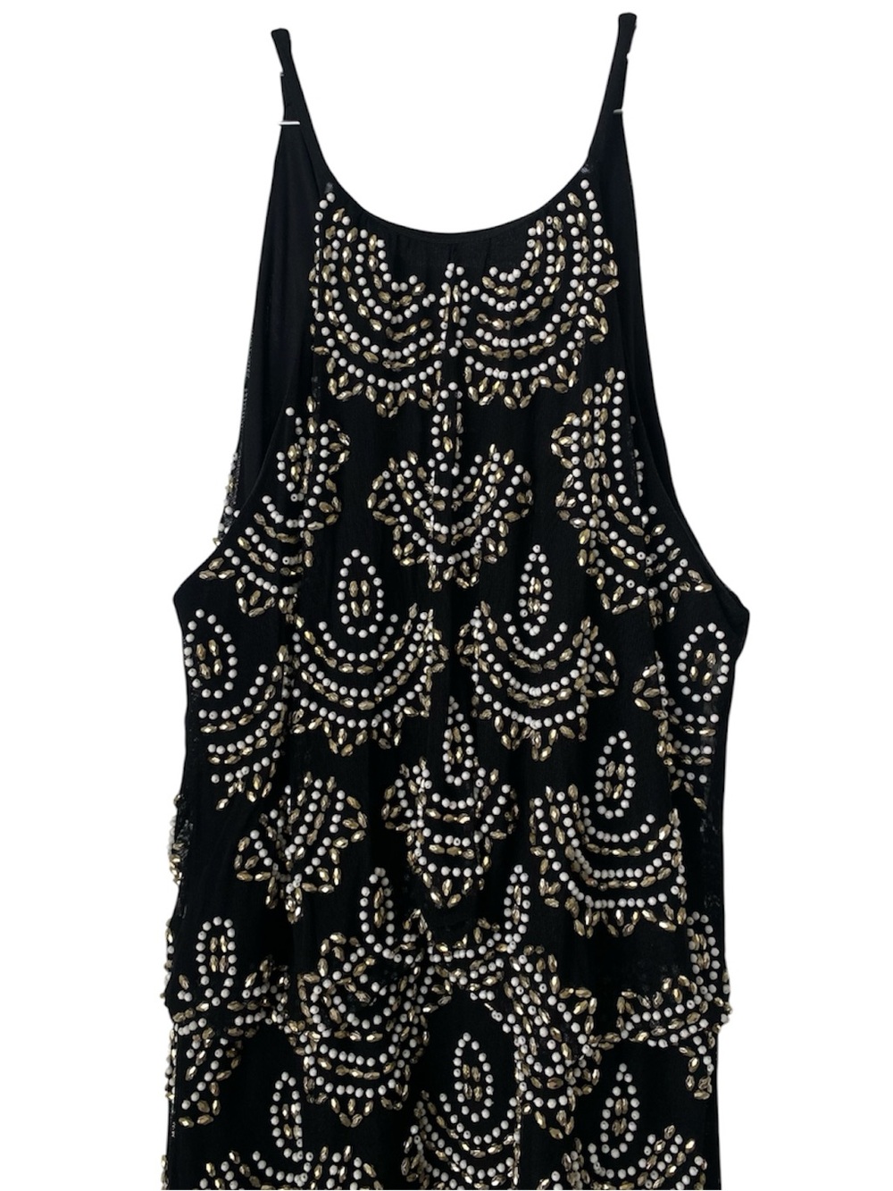 XSCAPE Black Gold Beaded Prom Cocktail Dress Size 8 Formal Glam - Picture 3 of 7